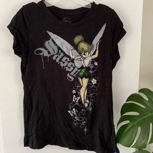 DISNEY TINKERBELL SASSY graffiti tee shirt Walt Disney World park resort junior
